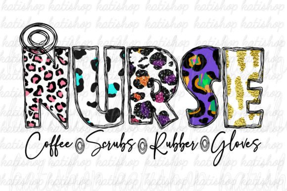 Nurse Coffee Leopard Graphics for Crafts