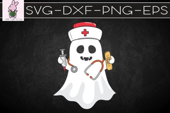 Nurse Ghost Scrub Top Halloween Graphics & Crafts