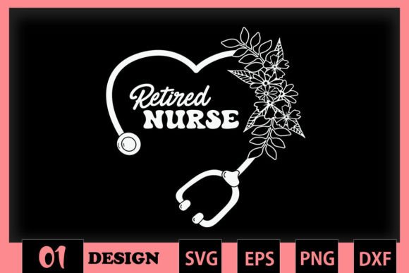 Retired Nurse Stethoscope Floral Graphics & Crafts
