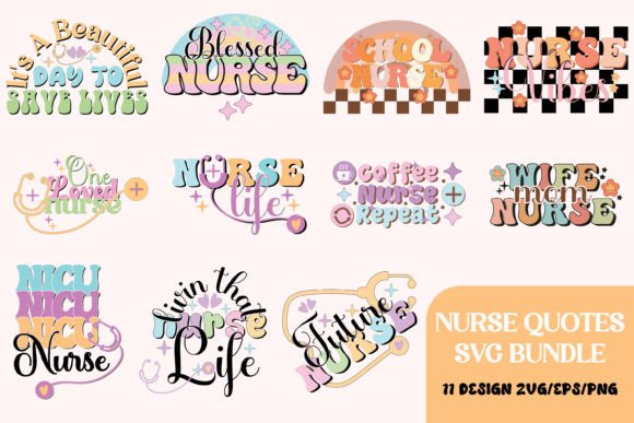 Retro Nurse Graphics for Crafts Branding